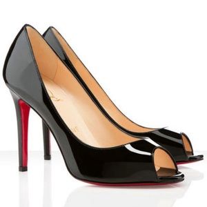 Christian Louboutin Glossy Black Peep Toe Heels